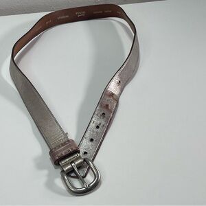 Fossil Metallic Belt Women Lg Genuine Leather Distressed Studs Y2K Boho Gypsy